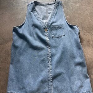 Blue Denim Sleeveless Tank Top